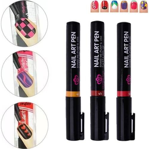 16 Color One Step Flexible Nib Nail Varnish Pen Professional Non-toxic Nail Polish Quick Dry Nail Art Design Makeup Tool TSLM1