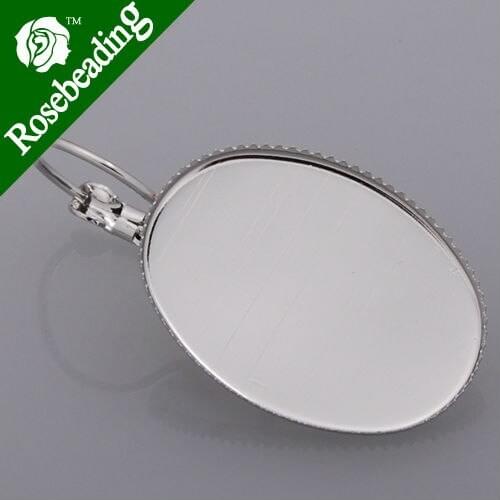 18*25MM Oval Imitation Rhodium Plated Brass French Lever Back Earrings Blank,fit 18*25MM glass cabochons,buttons;sold 50pcs/pkg