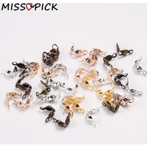 200pcs Connector Clasp Fitting 4x8mm Ball Chain Calotte End Crimps Beads For DIY Jewelry Making Supplies Accessories Wholesale