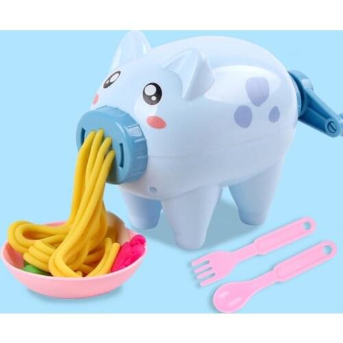 21Pcs Cute Cartoon Pink Pig Children Play House Toys Noodle Maker Machine Kitchen Cooking Playing Tool Toy Kids DIY Healthy Clay