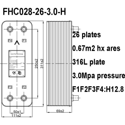 26 Plates Brazed Plate Heat Exchanger, Stainless Steel Heat Exchanger replace BL26-26D