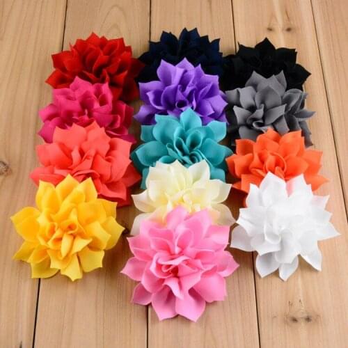 30 pcs/lot , 8cm louts satin chiffon flower , lotus chiffon flower for headbwear hair apperal accessories