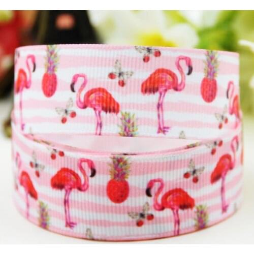 22mm 25mm 38mm 75mm Ruban satin Flamingo Cartoon Character printed Grosgrain Ribbon party decoration X-02020 10 Yards