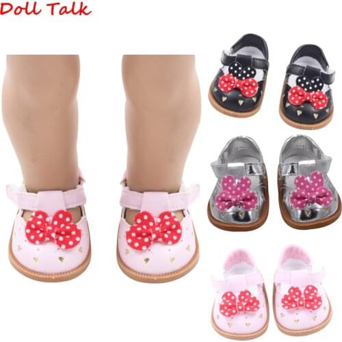 7cm Fashion Baby Doll Shoes Leather Shoes With Bow-knot For 1/3 BJD 18" American Doll Fit 43cm Dolls Baby New Born Accessories