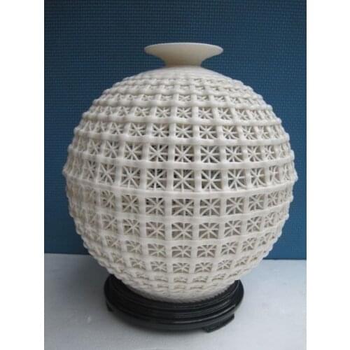 9.45 inch /China decorative handmade porcelain carving hollow out a large vase