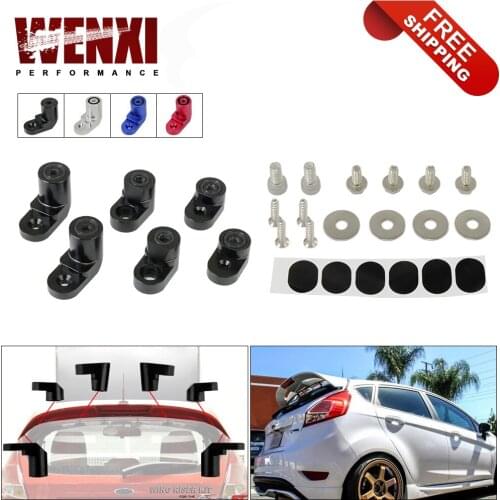 Free Shipping Billet T-6061 Anodized Aluminum Bolt-on Rear Wing Spoiler Hatch Riser Lift Extension For 14-on Ford Fiesta ST