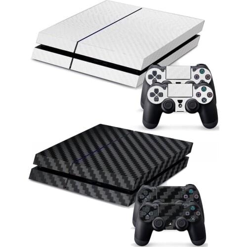 Bevigac Full Sticker Scratchproof Protective Skin Set Carbon Fiber for Sony PlayStation PS4 PS 4 Console Dualshock Controllers