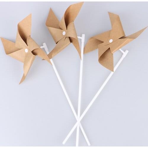 3Pcs Paper Party Pinwheels Craft Windmill Vintage Style Craft Toys Wind Spinners Decoration