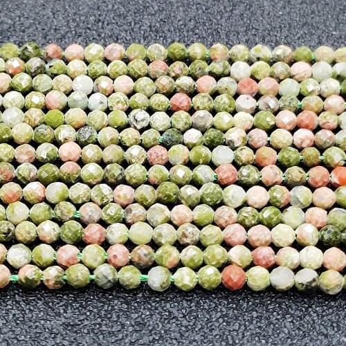 Natural Stone Loose Beads 3mm Flower Green Stone Angle Round Beading Manufacturing DIY Bracelet Necklace Jewelry Accessories