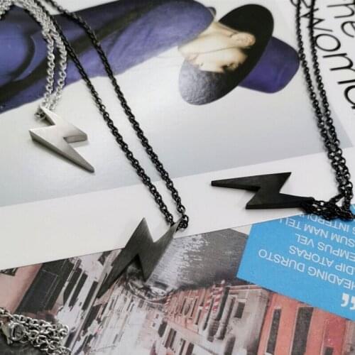 Letter Z Pendant Necklace Fashion Gothic Stainless Steel Necklace Black Color Lightning Necklaces Pendants Men Jewelry