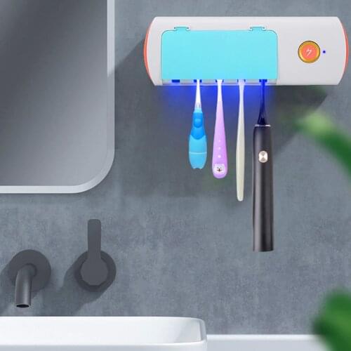 Battery Powered Sanitizer Bathroom UV Toothbrush Toothbrush Wall Mount Holder Portable Ultraviolet Disinfection Box