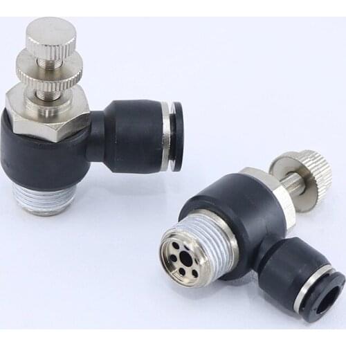 Black SL Series Pneumatic Valve Male Thread cylinder throttle for 4/6/8/10 mm