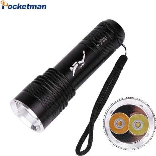 2*XML-T6 18650 or 26650 Diving flashlight LED Underwater Flashlights Waterproof Portable Lantern Lights dive light Lamp Torch