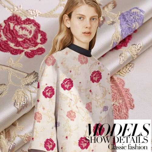 The French jacquard brocade plush fabric for coat dress tissu au metre tela tecidos a metro cheap fabrics shabby chic bright DIY