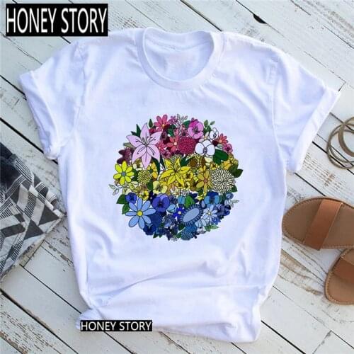 Valentines Day Female T-shirt Women Bouquet Flower Butterfly Fashion T Shirt Girl Harajuku 90s Harajuku Graphic Tops ,Drop Ship