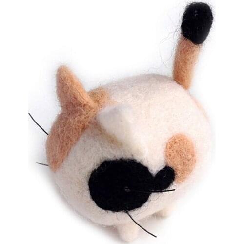 Needle Felting Kits for Beginners Merino Mini Cat, Felting Mat, Felting Needles, Finger Guards, Instruction, DIY Craft 4x8cm (D)
