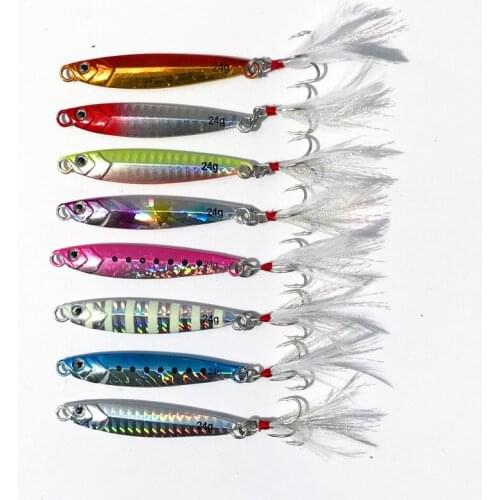 Hot Sale 8 Pieces24g 65mmMetal Lure Fishing Spoon Freshwater Fishing Hard LureSliceJigBait Spoon Fishing Tackle Metal Jigging