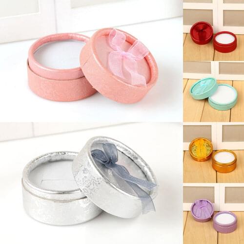 New Elegant Round Earring Rings Box Bowknot Jewelry Organizer Box Holder Wedding Engagement Gift Packaging Box Jewelry Display