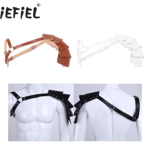 Leather Sexy Adjustable Body Chest Harness with Shoulder Armors Buckles Steampunk Gothic for Party Cosplay Halloween Costumes