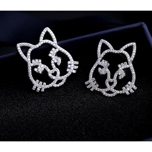 Red Trees Cute Cat Earrings For Women Birthday Gift Fashion Animal Stud Earrings With 925 Sterling Silver Needle