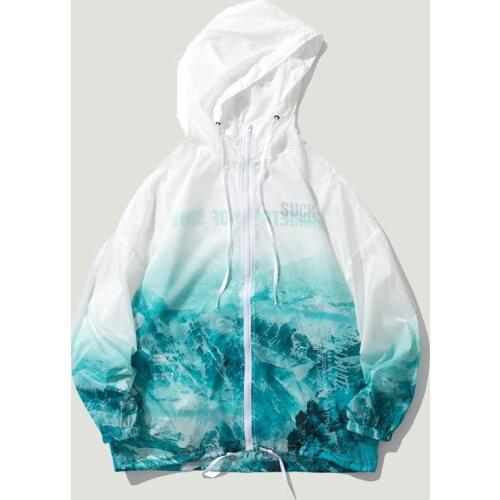 Fashion Sun Protection Clothing Men Snow Mountain Printed Jacket Outdoor Sports Anti-UV Sunscreen Thin Skin Jackets Couples Tops