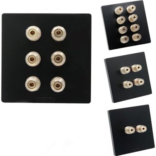 KYYSLB Pure Copper Gold-plated Audio Terminal Panel 7.1 Speaker 5.1 Amplifier Banana Head Wall Panel Socket