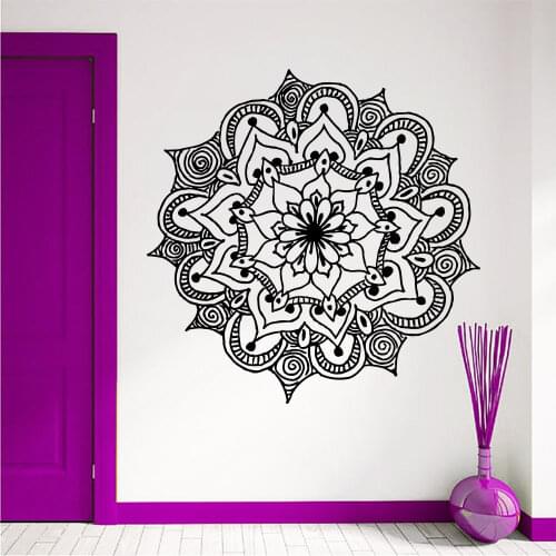 Hot Selling Bohemian Mandala Flowei Wall Decals Houseware Removable Hippie Style Yoga Tattoo Vinyl Wall Sticker DIY Decor SYY274