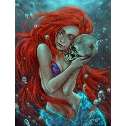 Cartoon Full Drill Embroidery Mermaid Skull Cross Stitch Kit 5D Diy Diamond Painting Mosaic Rhinestone Crafts Gifts for Children