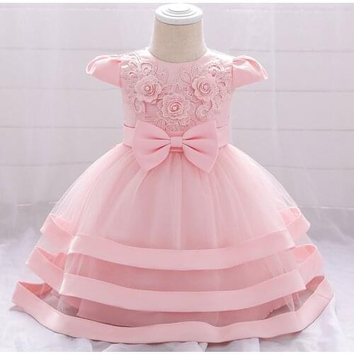 2020 New Baby Girls Dress Girl Clothing Princess Dress Embroidered Bow Ball Gown Dress Newborn Dress Vestidos Baby Clothes 0-2 Y