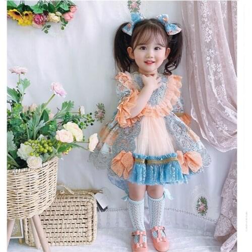 2021new Summer Custom Spanish Girl Princess Dress Flower Girl Dresses Kids Dresses for Girls Party Wedding Birthday Gift