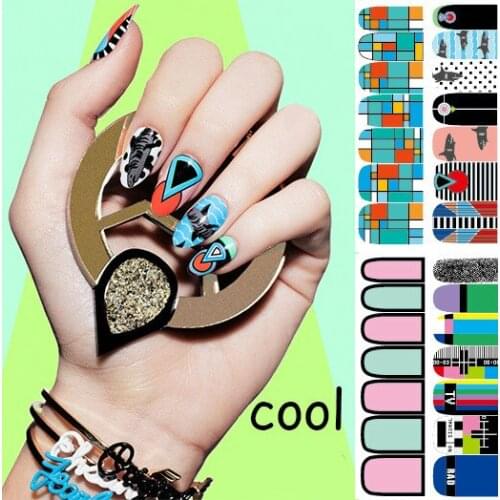 Wholesale New Fashion 14 tips Nail Art Sticker Self-adhesive full Manicure Beauty Wrap Decoration Decal 200pks/lot free shipping