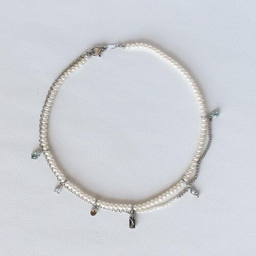 Design sense freshwater pearl necklace venom gemstone necklace new trendy temperament necklace accessories