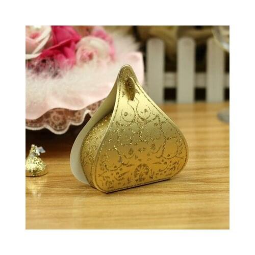 50 X Gold/Red/Pink/Purple/Fuchsia Water Droplet Gift Box Birthday Candy Box Wedding Favor Supply