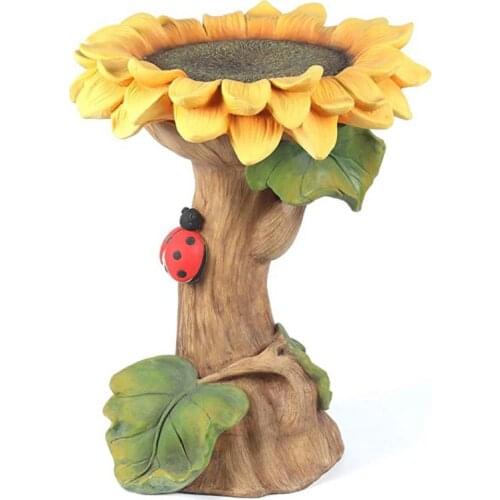 Polyresin Sunflower Statue Bird Bath & Bird Feeder Garden Lawn Yard Decorations Home Decor Key Trinket Organizer Multi-purpose