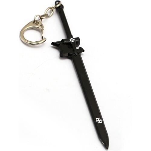 Anime Sword Art Online Keychain Kirigaya Kazuto Black Metal Elucidator Scabbard Key Ring Car Pendant SAO Key Chain Jewelry