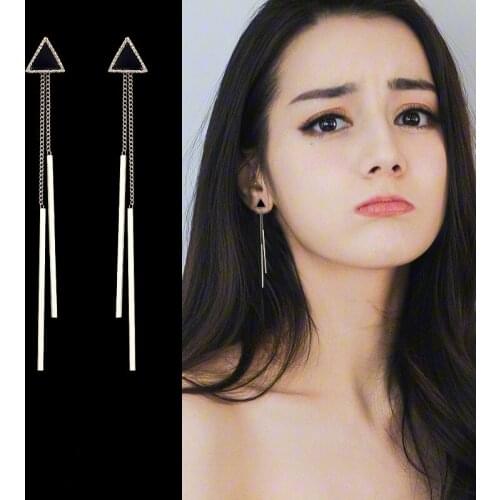 Korea Geometric Triangle Long Tassel Bar Drop Earrings For Women Minimalism Personality Ear Line Dangle Oorbellen Gift EB850