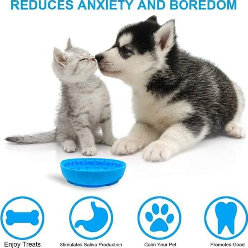 Silicone Dog Slow Feeder Bowl Plate Dispenser Anti Choking Container Pet Slow Food Lick Mat with Suction Cup Bathing Distraction