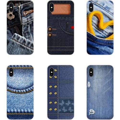 Silicone Shell Case For Apple iPhone X XR XS 11 12Pro MAX 4S 5S 5C SE 2020 6S 7 8 Plus ipod 5 6 Jeans Cowboy Denim printed style
