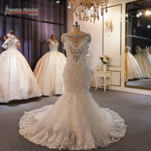 Special design wedding gowns full beading lace wedding dress mermaid