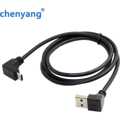 USB 3.1 USB-C Type-c Up & Down Angled to USB 3.0 A Male 90 Degree Up & Down Angled Data Cable for Macbook & Tablet & Phone 1m