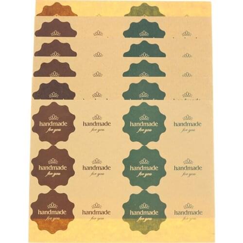 Wavy Edge Baking Packaging Sealing Stickers Retro Kraft Paper HANDMAKE For You Star Gift Decoration Stickers 72pcs/6 Sheets