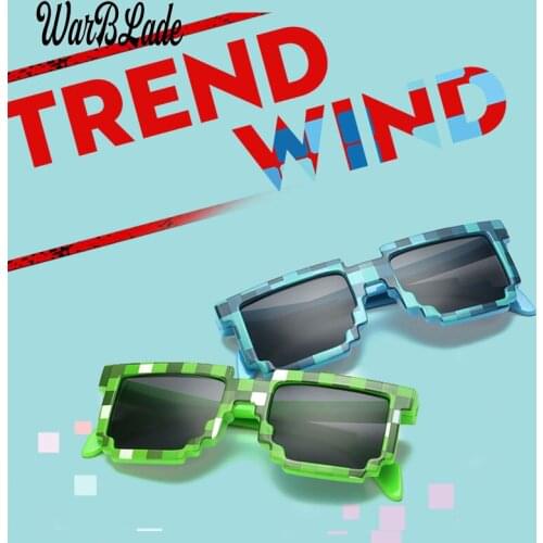 WarBLade 10pcs/lot Smaller Size Sunglasses Fashion Kids Sunglasses Mosaic Boys Girls Pixel Eyewares For Children Gift