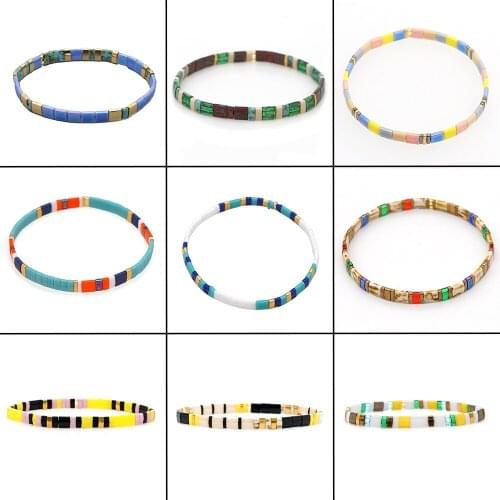 Vacation Beach Personality Fashion TIla Bead Woven Beaded Small Bracelet Women Multi-layered Wear Bracelet Couple Bracelet