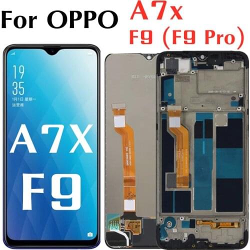 6.3" LCD For OPPO A7X PBBM00 / F9 CPH1825 LCD Touch Screen Digitizer Display Replacement Parts For OPPO F9 Pro LCD With Frame