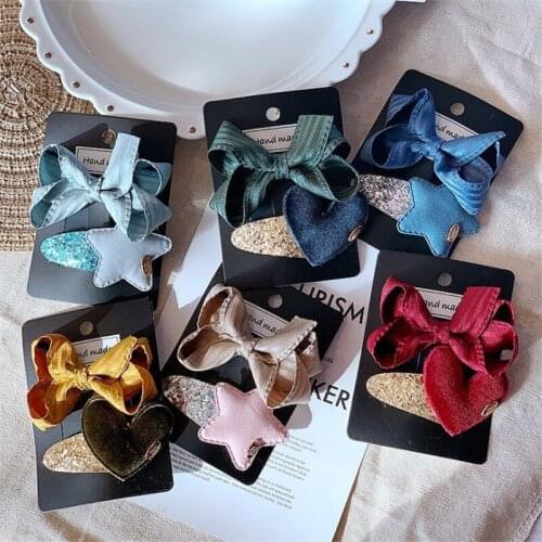 10set/lot Girls Cute Hairpins Children Heart Cartoon Hair Clips Kids Handmade Bow Barrettes Accessories Headwear Gift