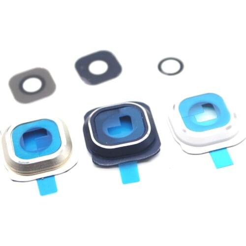 30pcs/lot Blue(Black)/White/Gold Camera Frame Holder + Glass Lens Cover For Samsung S6 G9200 G920F / A/T/FD/I