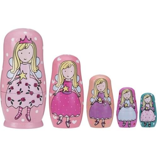 5 Layer Retro Lovely Russian Nesting Doll Girl Matryoshka Desk Ornaments Hand-Painted Wooden Crafts for New Year Gift Home Decor