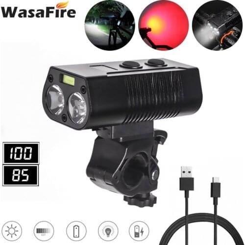 2*T6 Fixed-Focus Bicycle Front Light 9-Speed Fixed-Focus 750 Lumens Glare USB Rechargeable Built-in Battery Bike Riding Light