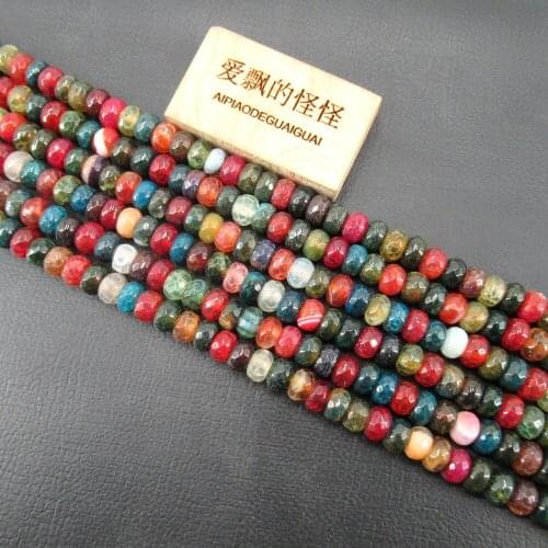 APDGG 6x8mm Colorful Agate Faceted Rondelle Gemstone Loose Beads 15.5" Strand Jewelry Making DIY