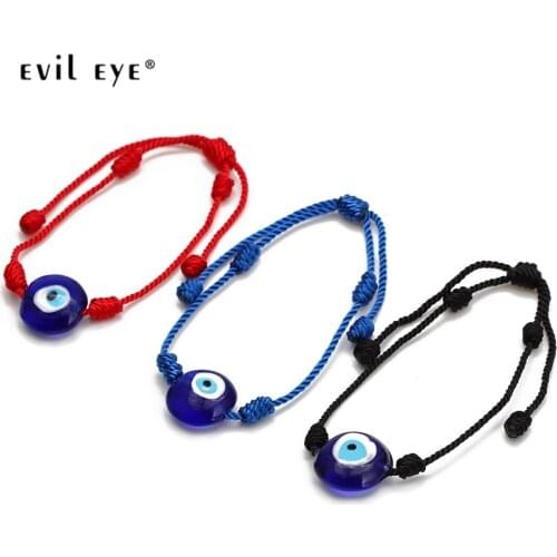 EVIL EYE Glass Blue Turkish Evil Eye Charm Bracelet Braided Rope Adjustable Bracelet Fashion Jewelry for Women Girls Men BE163